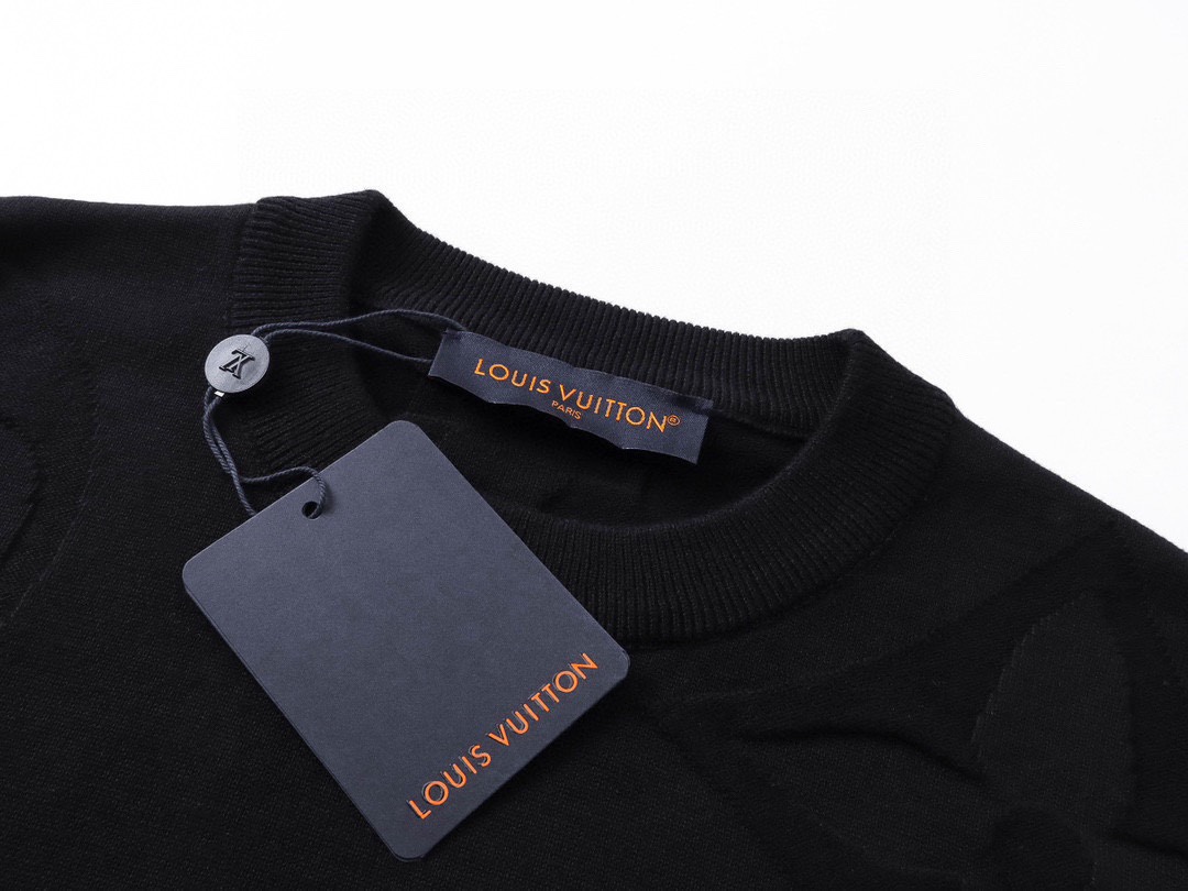 路易威登/Louis Vuitton 夏季新款 压花针织圆领短袖 黑色
