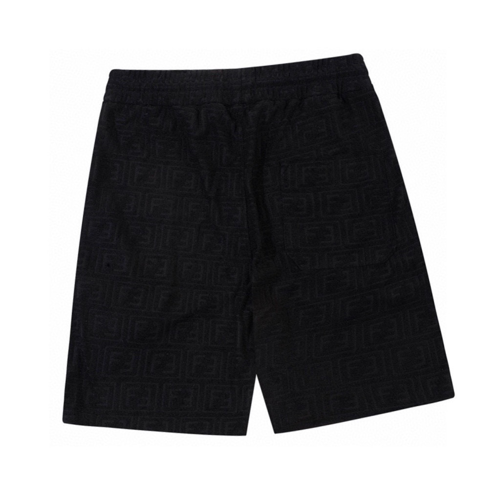 芬迪/Fendi 夏季新款 双F纹毛巾面料提花休闲短裤 黑色/白色