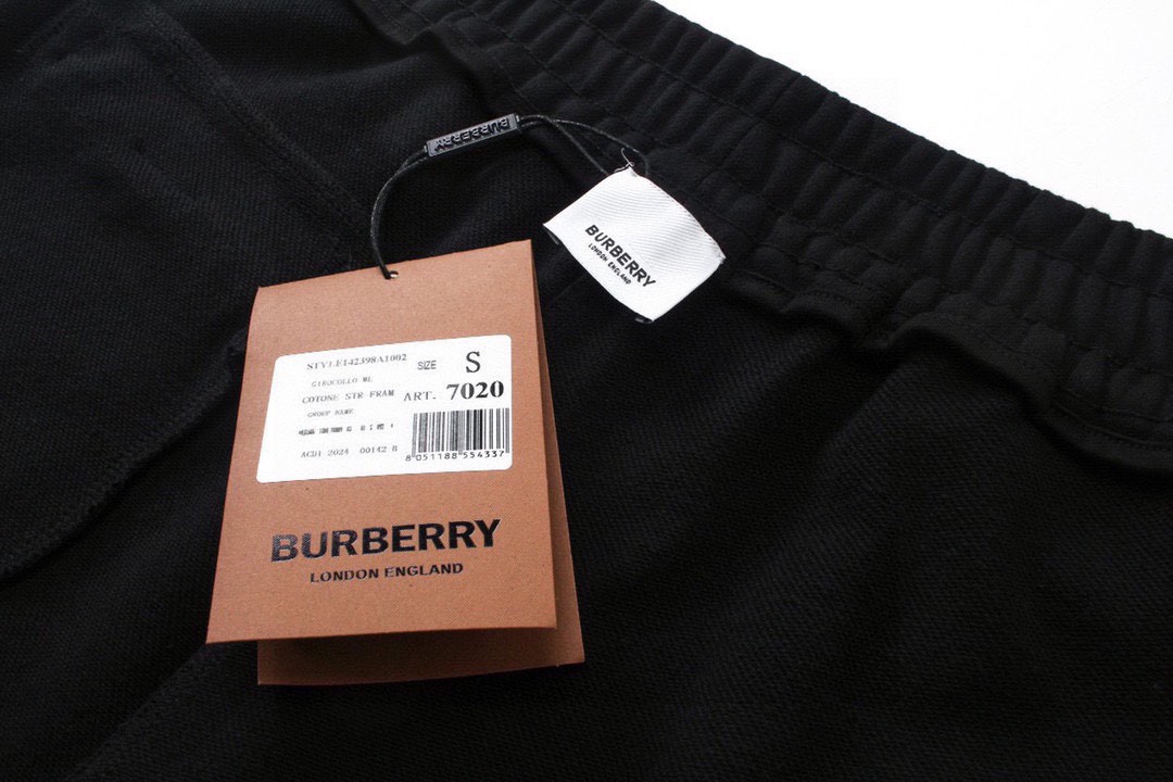巴宝莉/Burberry 夏季新款 经典字母刺绣休闲短裤 黑色