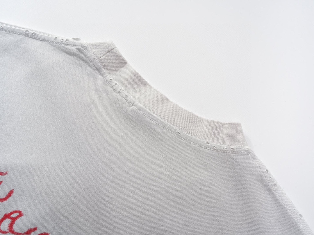 巴黎世家/Balenciaga 夏季新款 情人节限定直喷印花水洗做旧磨破圆领短袖T恤