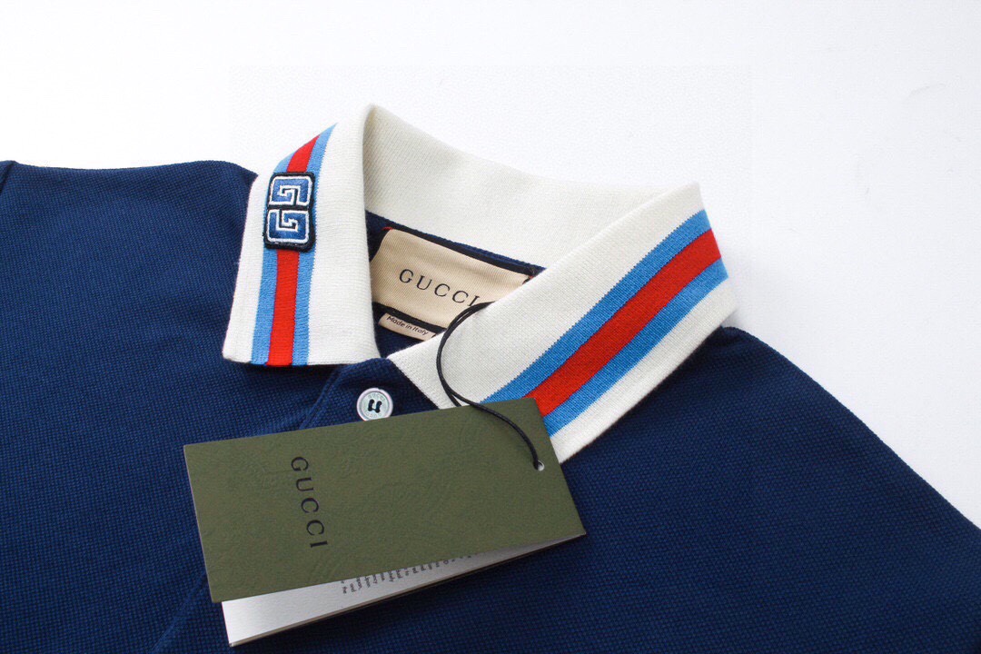 古驰/Gucci 夏季新品 GG章仔刺绣翻领短袖polo衫
