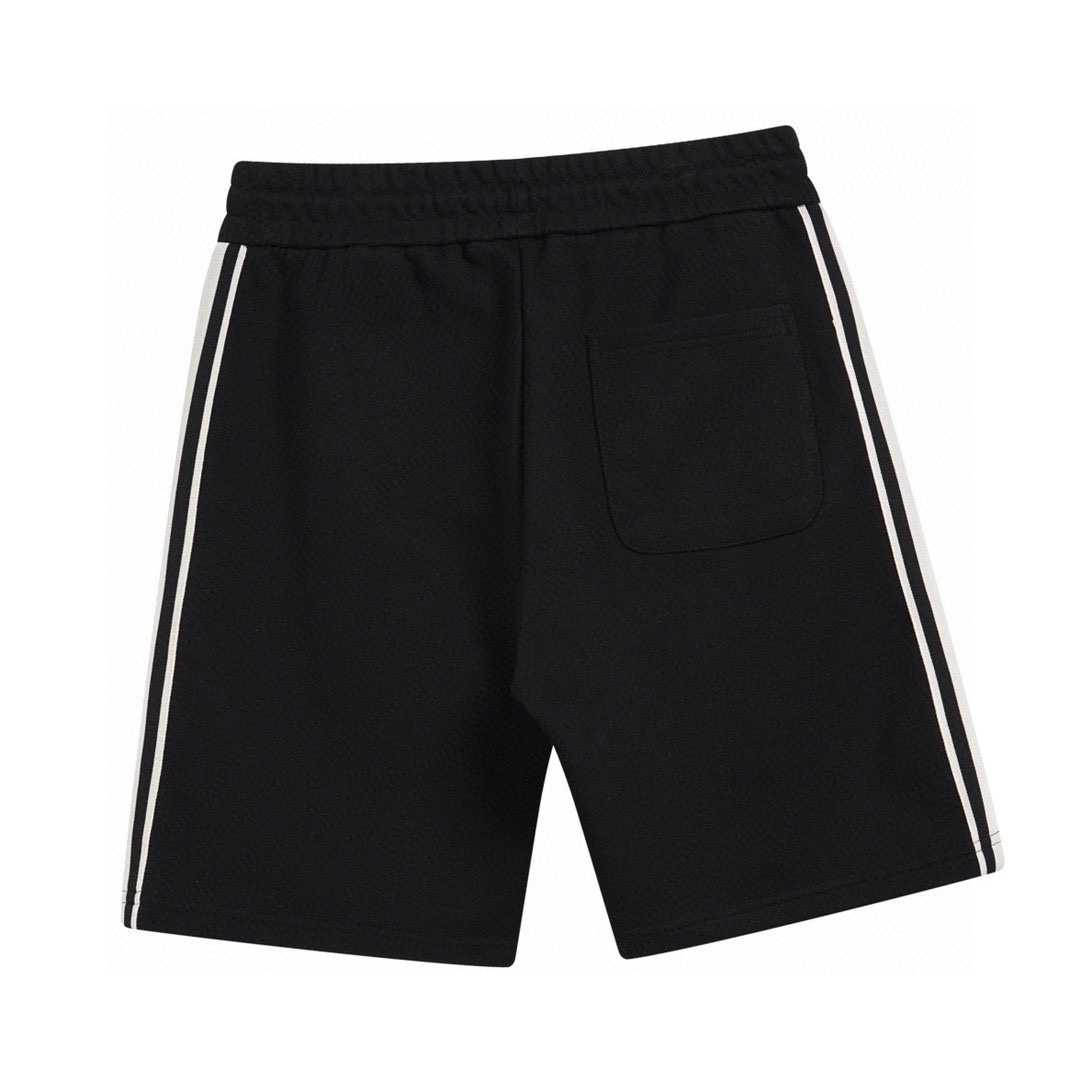 赛琳/CELINE 夏季新款 经典字母刺绣两侧条纹拼接休闲短裤 五分裤