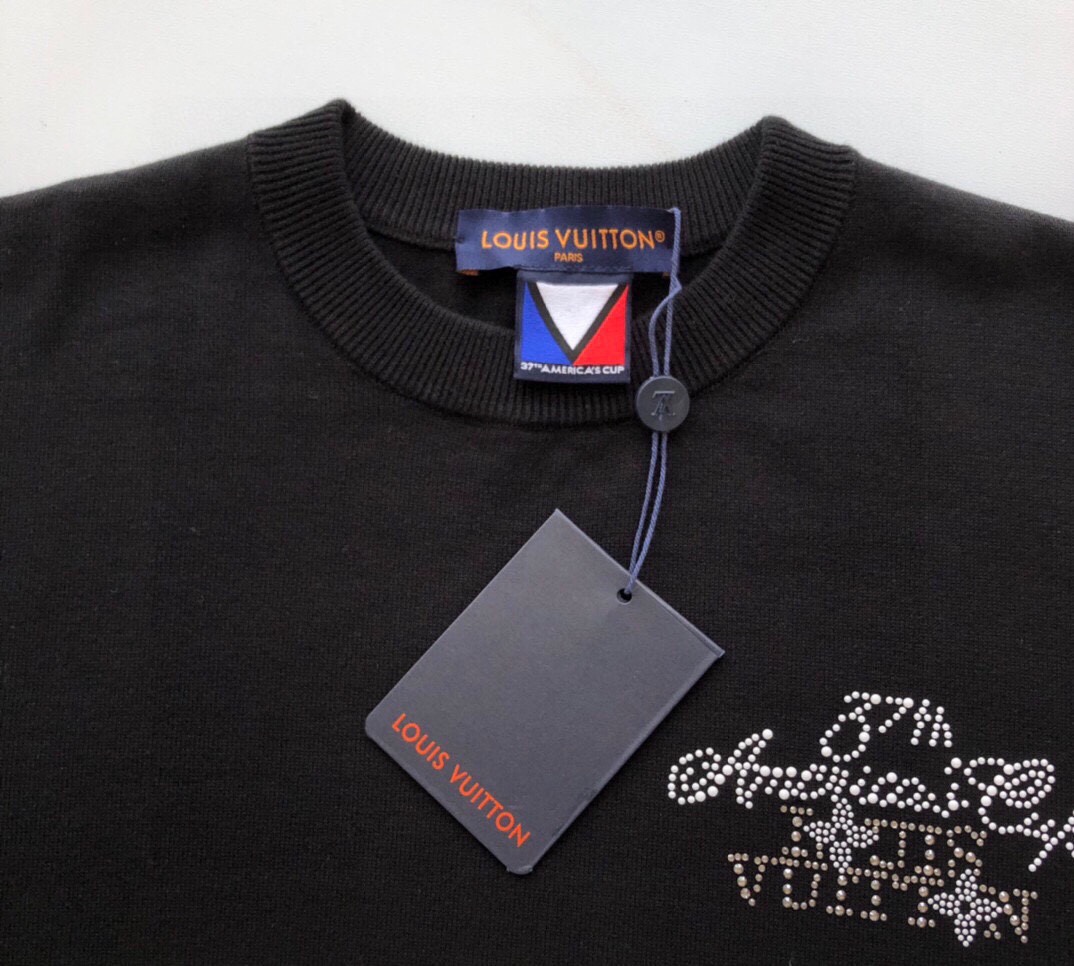 路易威登/Louis Vuitton 夏季新款 美洲杯烫钻圆领短袖 黑色