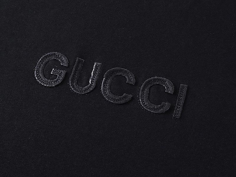 古驰/Gucci 夏季新品 蛇年限定烫钻刺绣字母圆领短袖T恤 黑色/白色