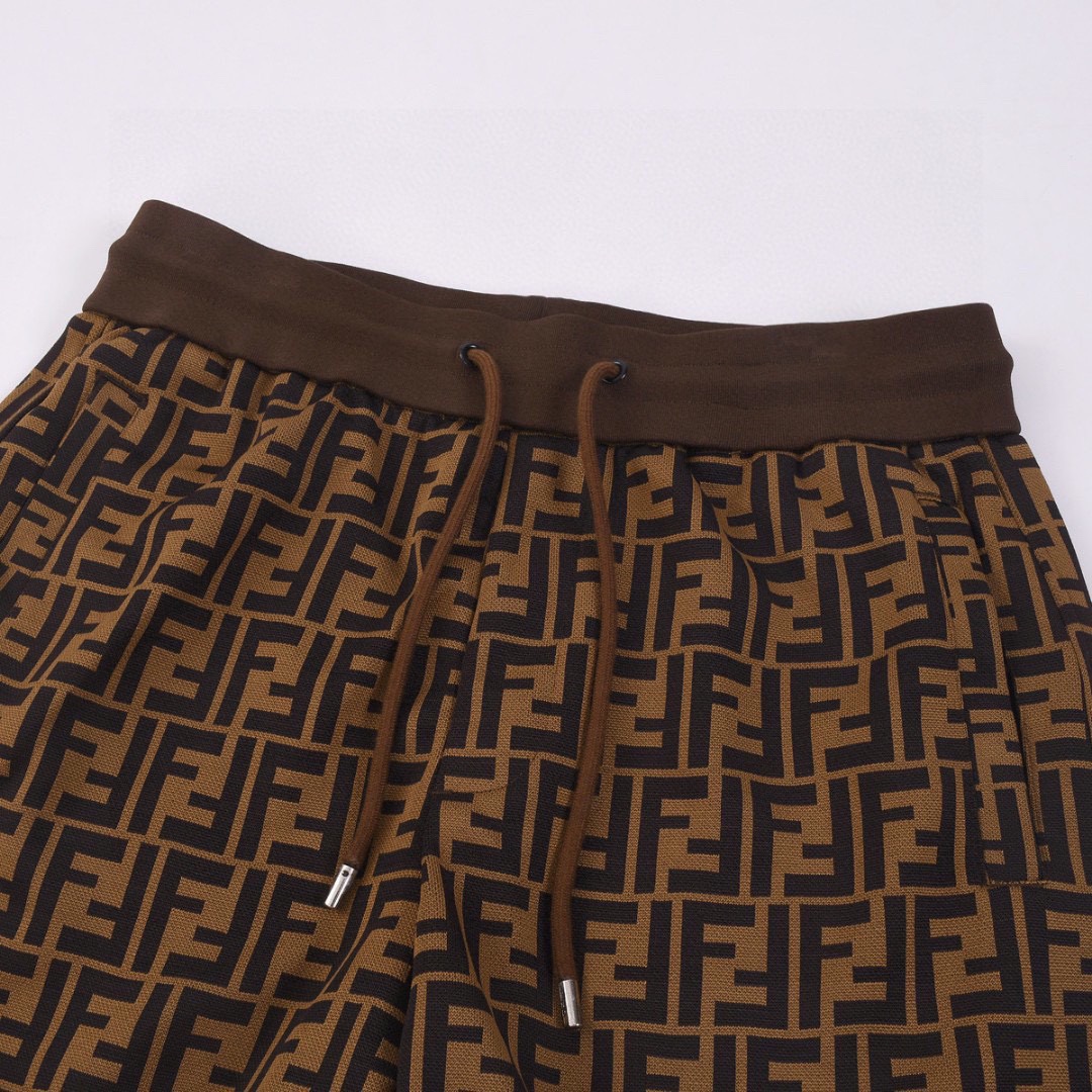 芬迪/Fendi 夏季新款 老花提花休闲短裤 卡其色