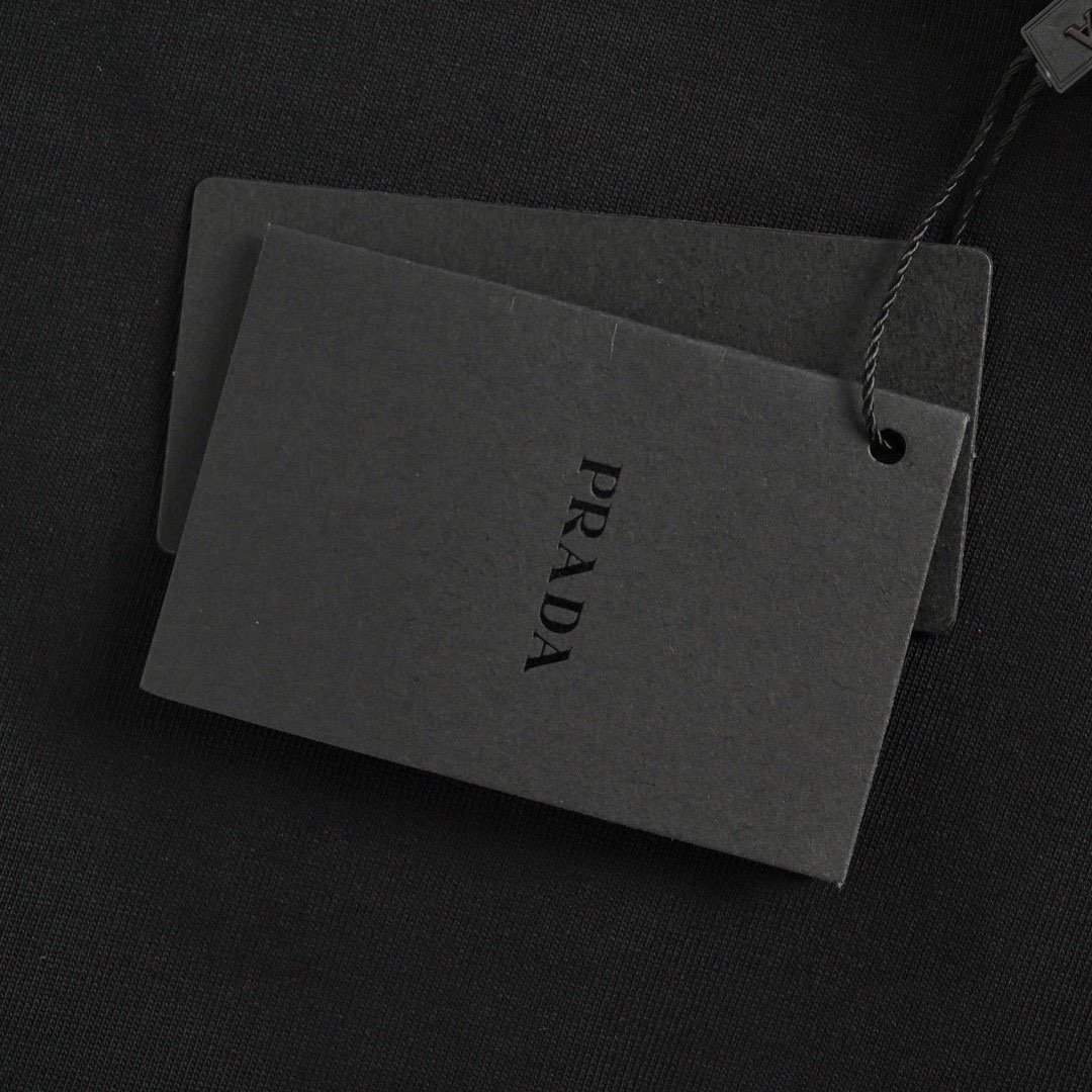 普拉达/Prada 夏季新款 镭射胶印圆领短袖T恤 黑色/白色