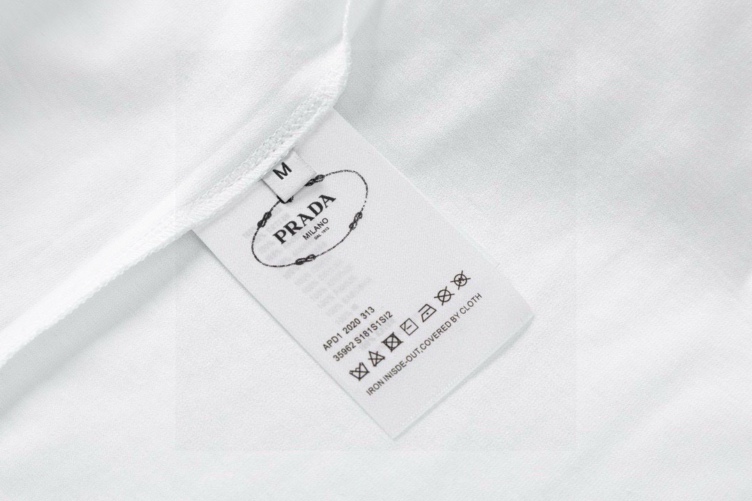 普拉达/Prada 夏季新款 经典红色胶条圆领短袖T恤