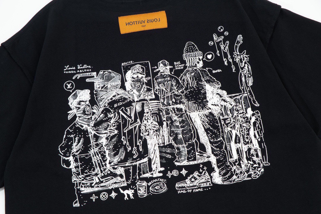 路易威登/Louis Vuitton 夏季新款 发泡字母印花圆领短袖T恤 白色/黑色