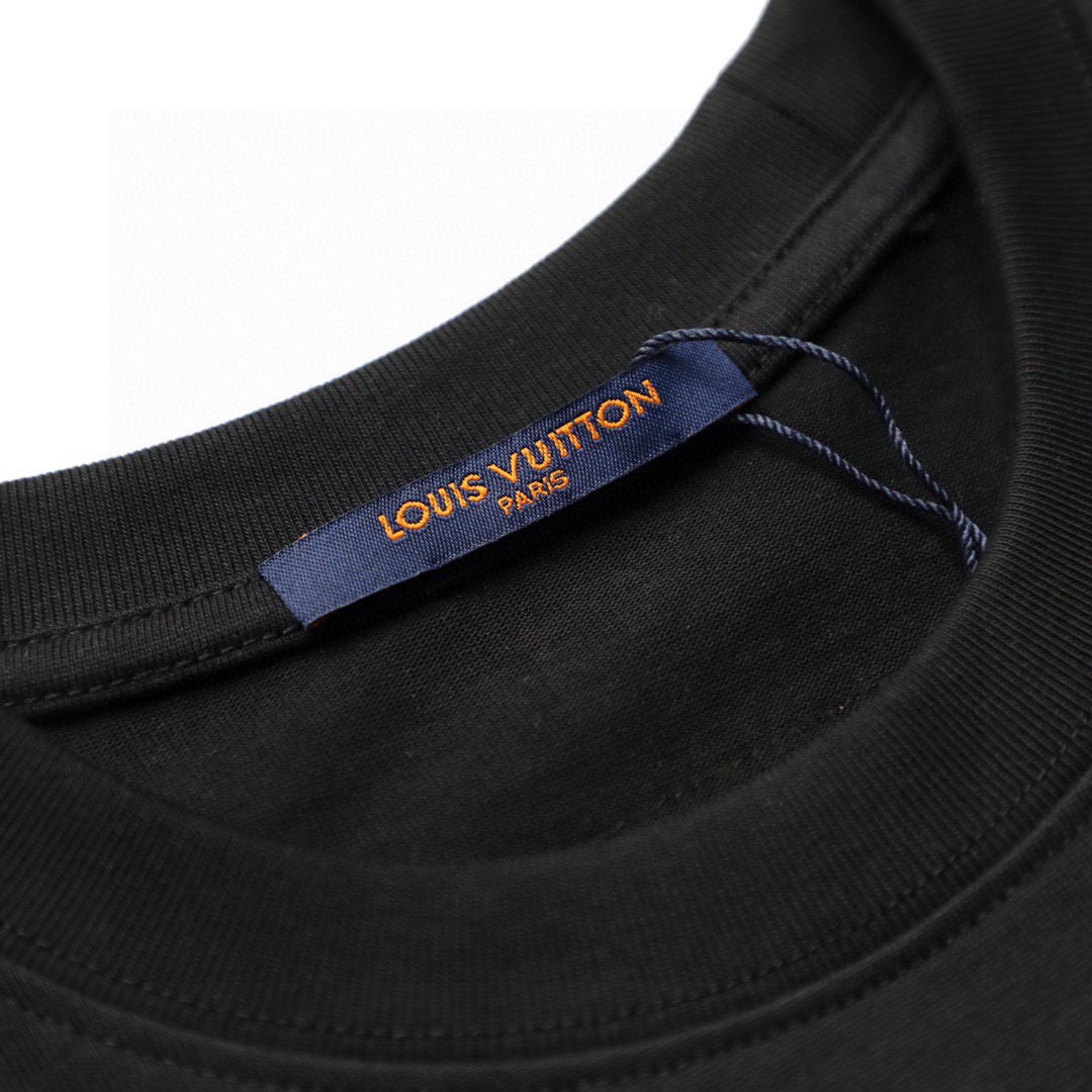 路易威登/Louis Vuitton 夏季新款 前后刺绣苞芯Logo圆领短袖T恤 白色/黑色