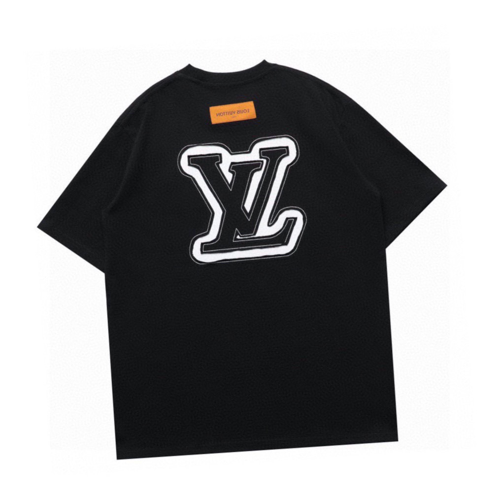路易威登/Louis Vuitton 夏季新款 前后刺绣苞芯Logo圆领短袖T恤 白色/黑色
