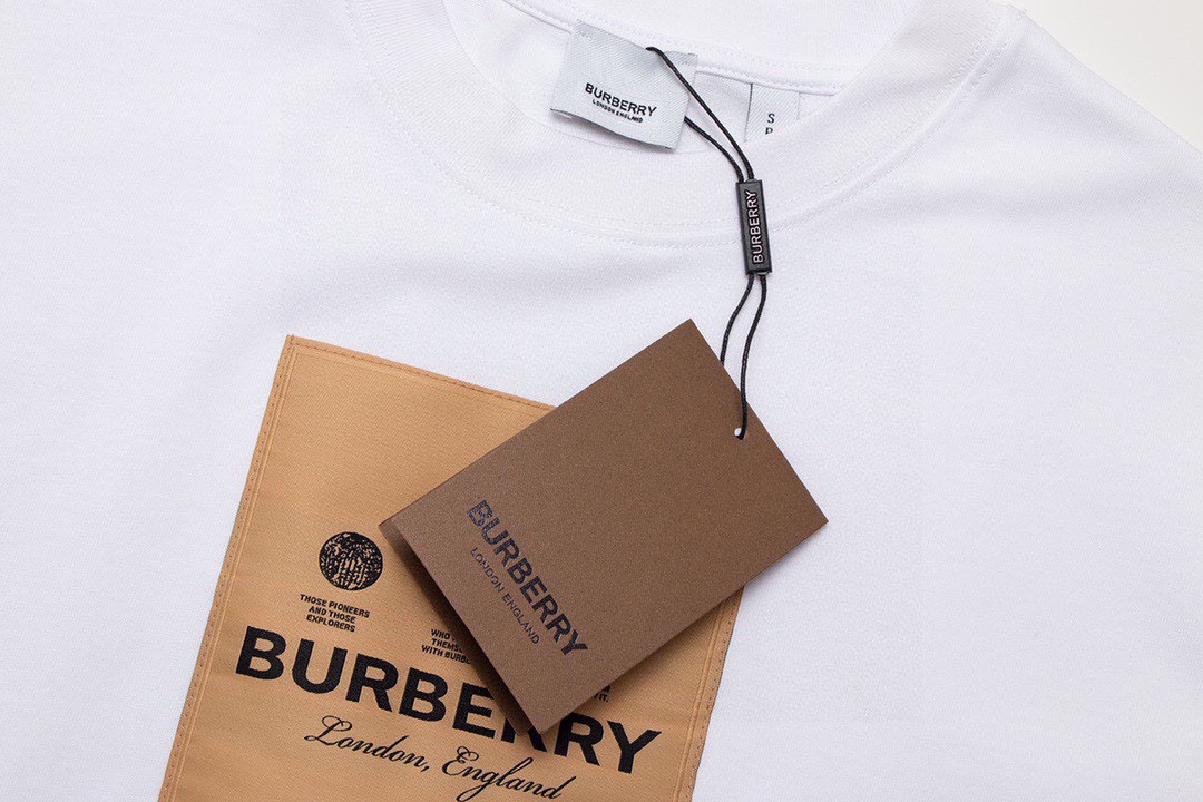 巴宝莉/Burberry 夏季新款 胸前徽标贴布圆领短袖T恤 黑色/白色