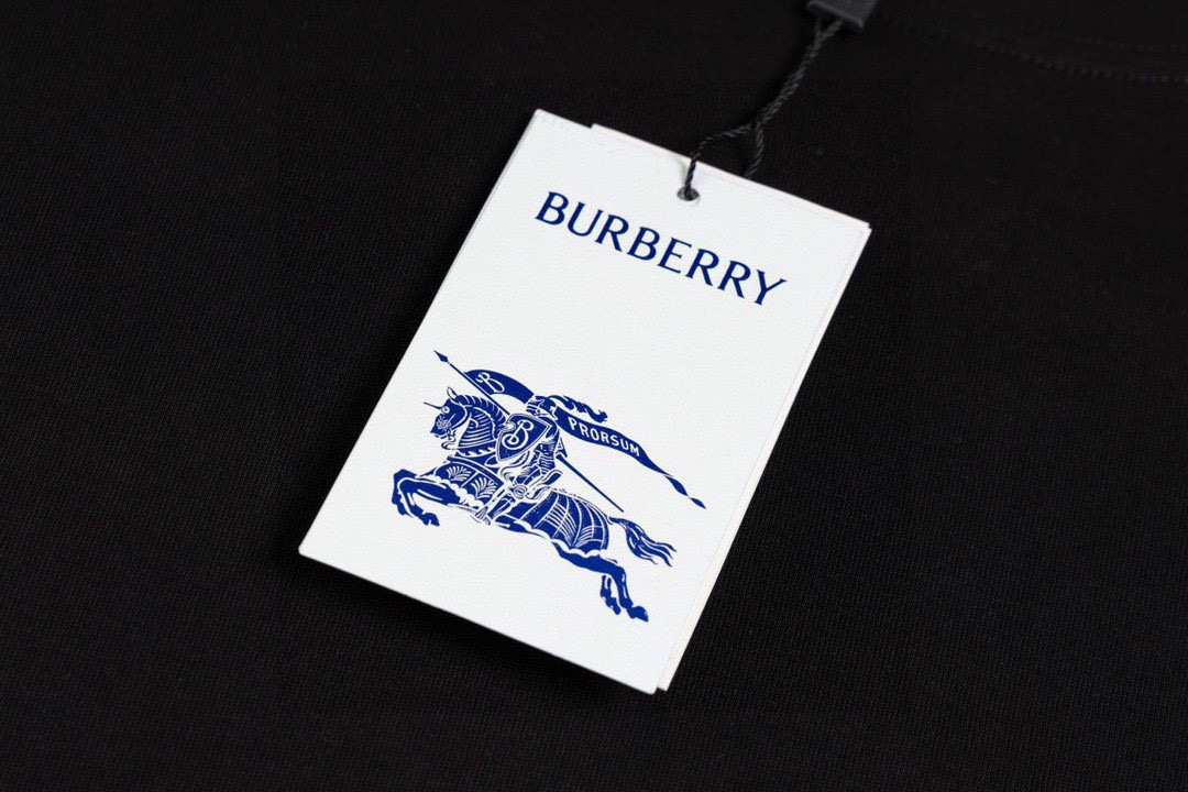 巴宝莉/Burberry 夏季新款 战马骑士发泡印花圆领短袖T恤 黑色