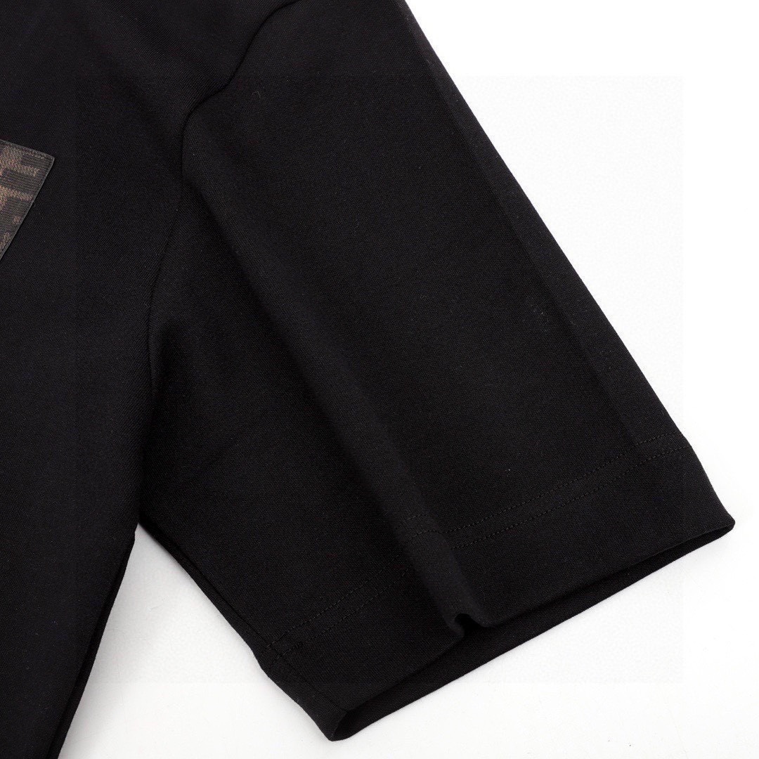 芬迪/Fendi 夏季新款 双F徽标贴布圆领短袖T恤 黑色