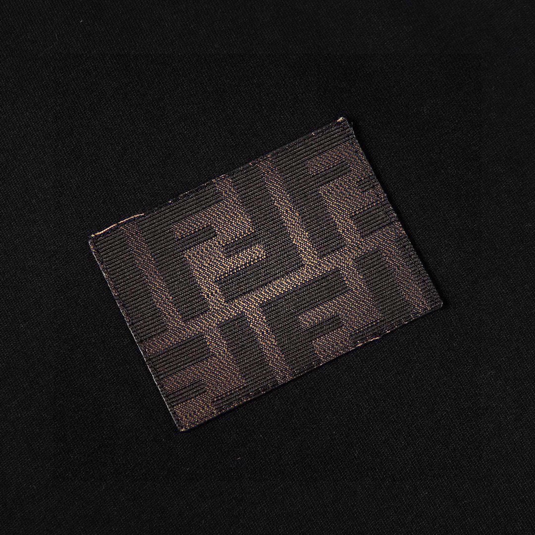 芬迪/Fendi 夏季新款 双F徽标贴布圆领短袖T恤 黑色