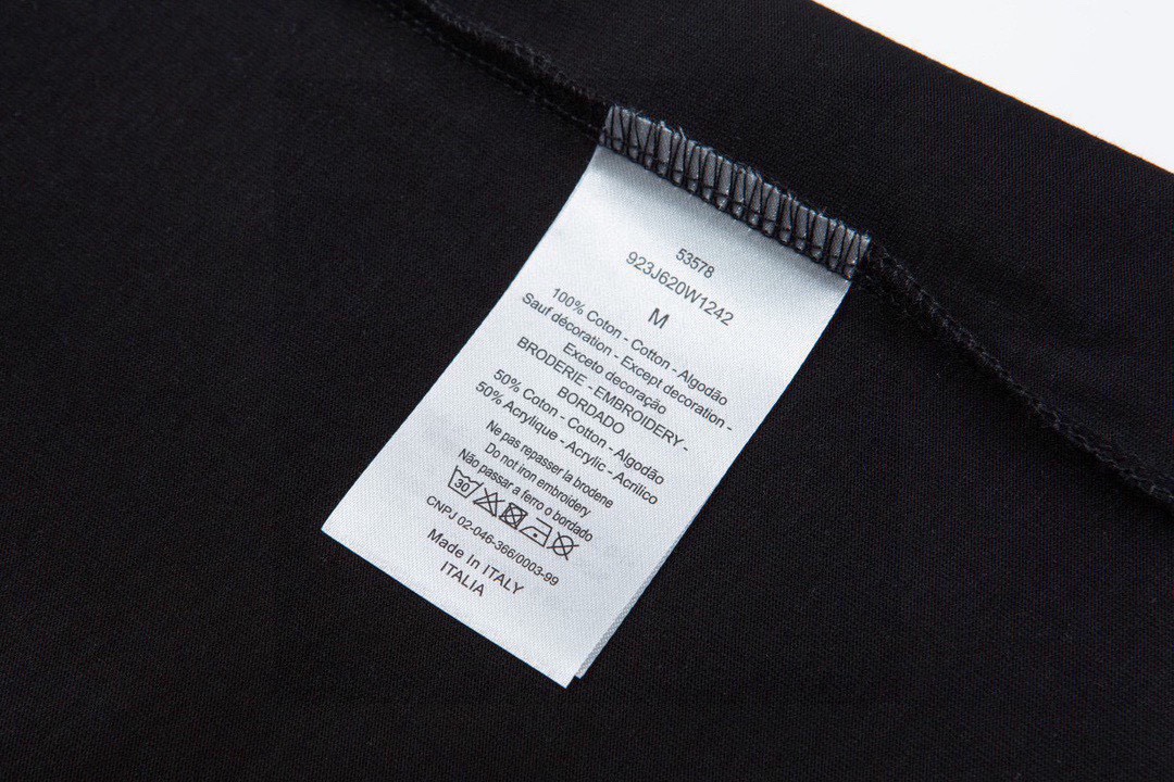 迪奥/Dior 夏季新款 老花贴布口袋圆领短袖T恤 黑色