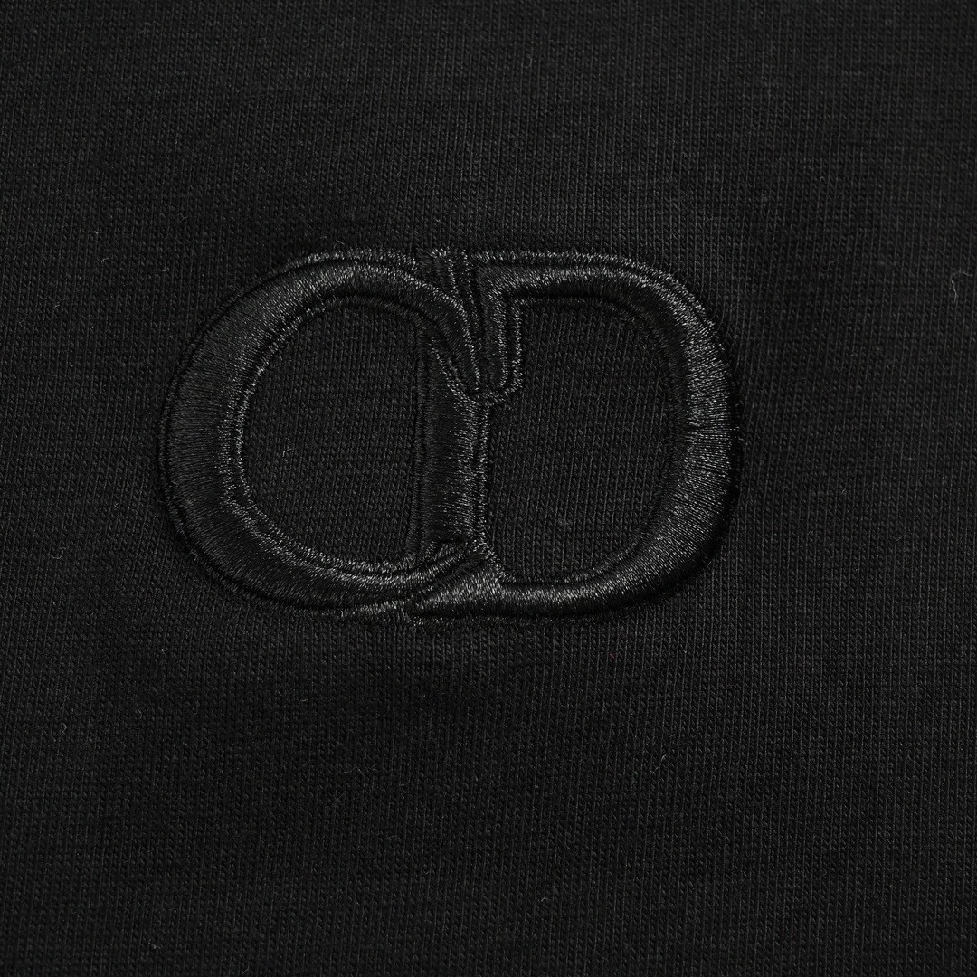 迪奥/Dior 夏季新款 经典CD字母刺绣圆领短袖T恤 黑色