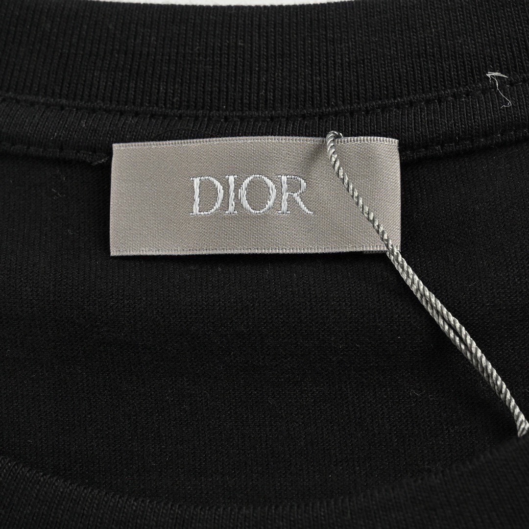 迪奥/Dior 夏季新款 经典CD字母刺绣圆领短袖T恤 黑色