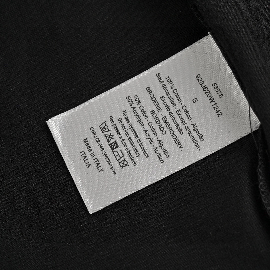 迪奥/Dior 夏季新款 经典CD字母刺绣圆领短袖T恤 黑色