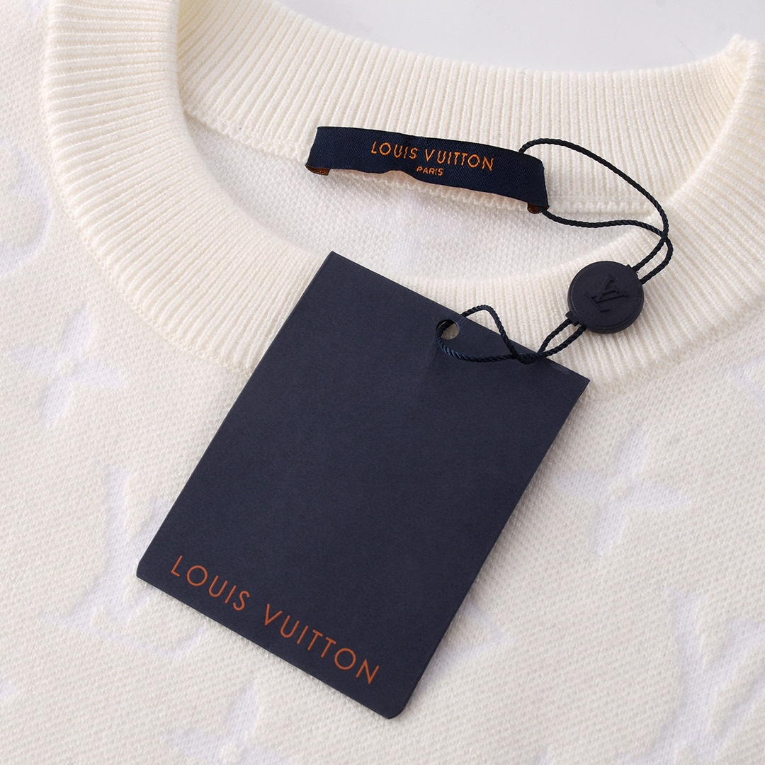 路易威登/Louis Vuitton 秋冬新款 提花针织圆领毛衣 黑色/白色