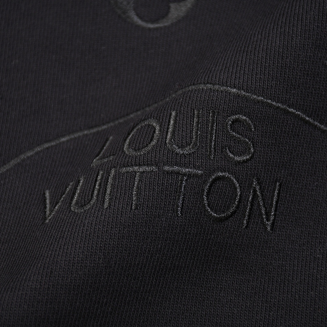 路易威登/Louis Vuitton 秋冬新款 半身老花刺绣连帽卫衣 黑色/白色