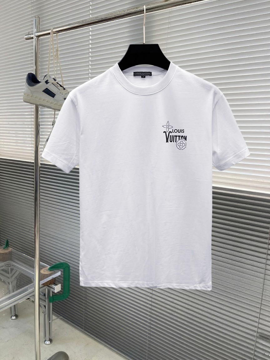 P95 LV路易威登26ss nueva camiseta de manga corta, versión más alta con estampado de logotipo clásico de proceso pesado, est…
