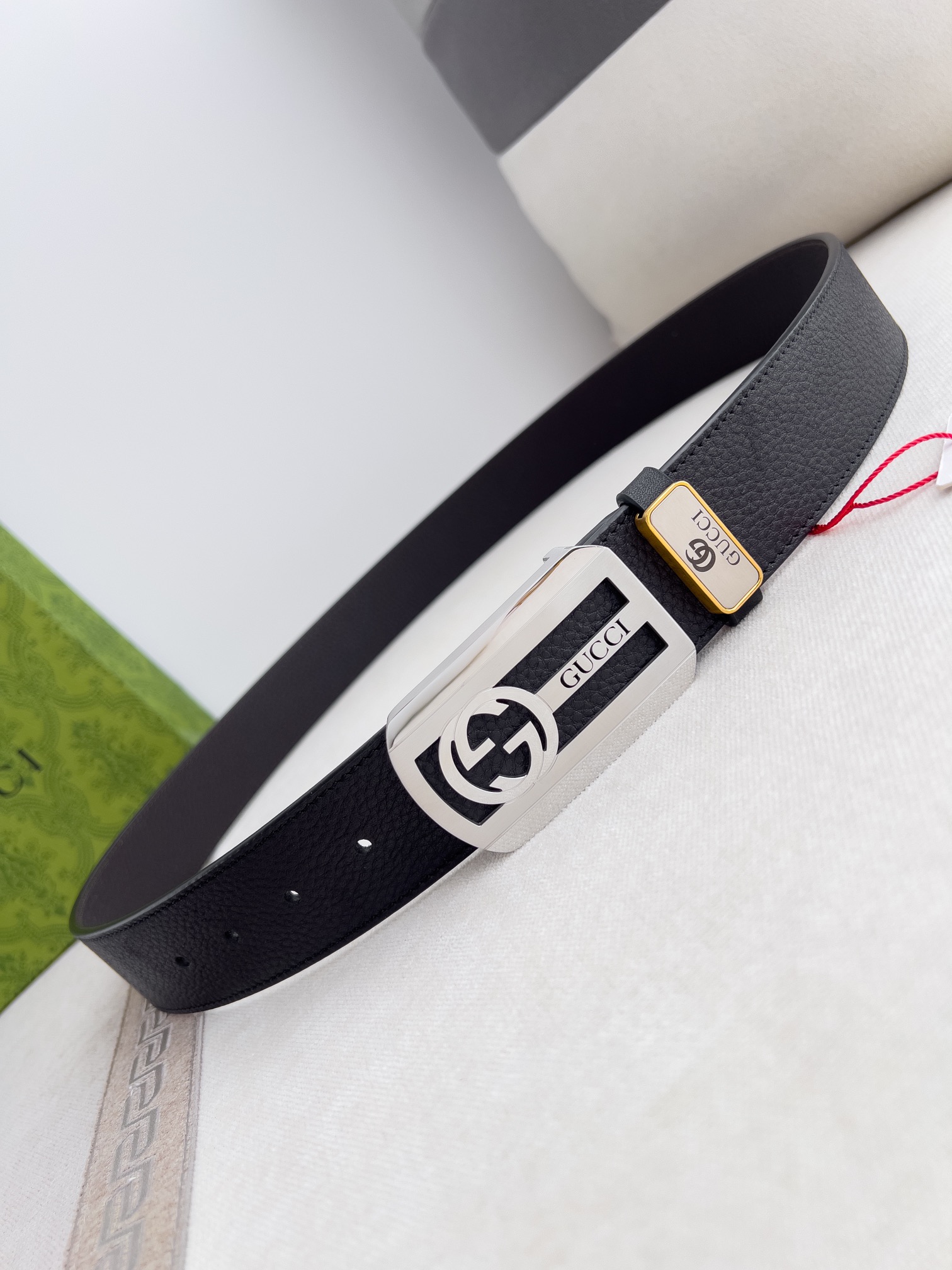 Gucci Leather Belt with Silver Buckle, Adjustable Size, Gift Ready 4 i1726134363 6551 2