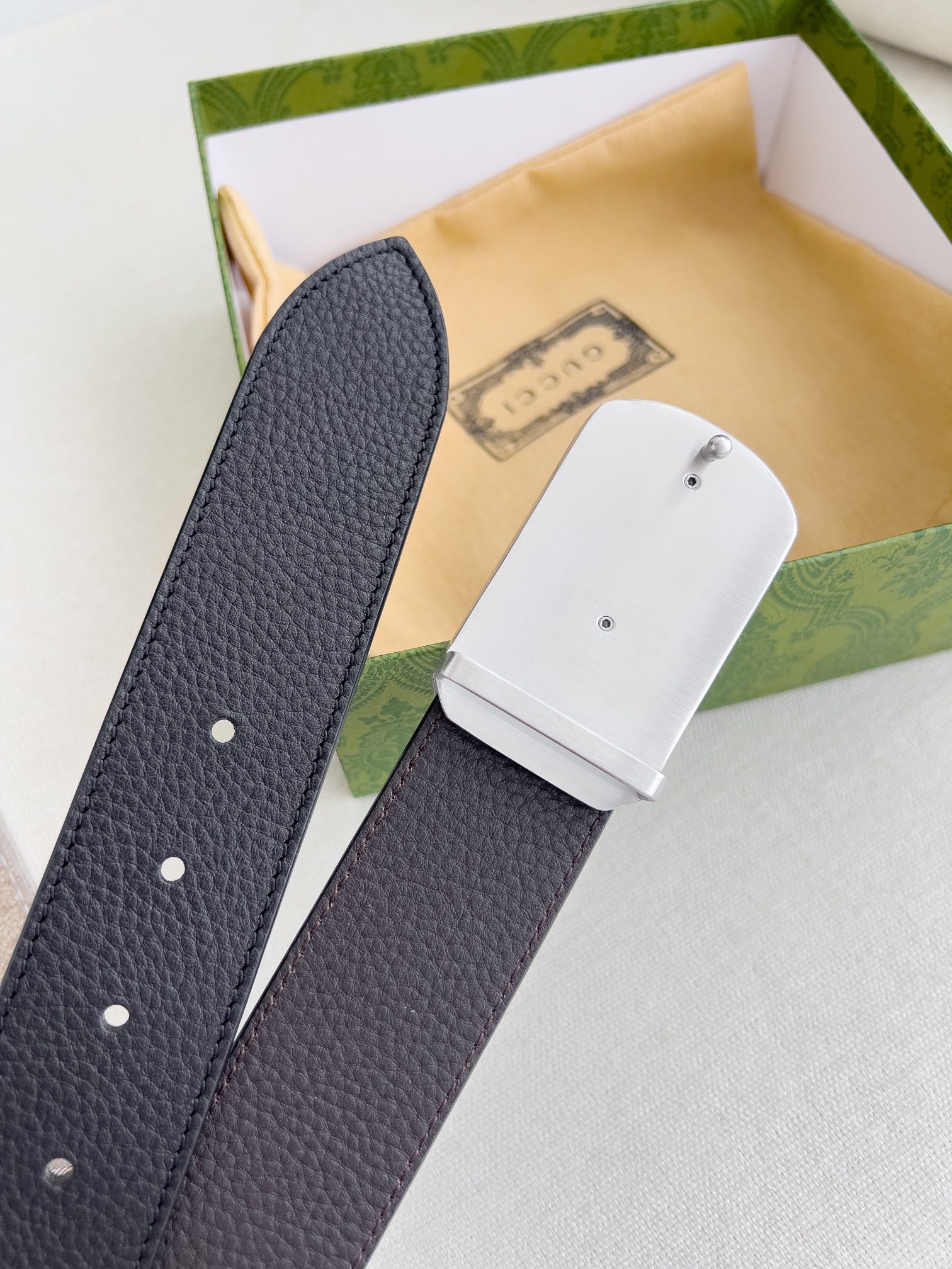 Gucci Leather Belt with Silver Buckle, Adjustable Size, Gift Ready 6 i1726134363 9593 5