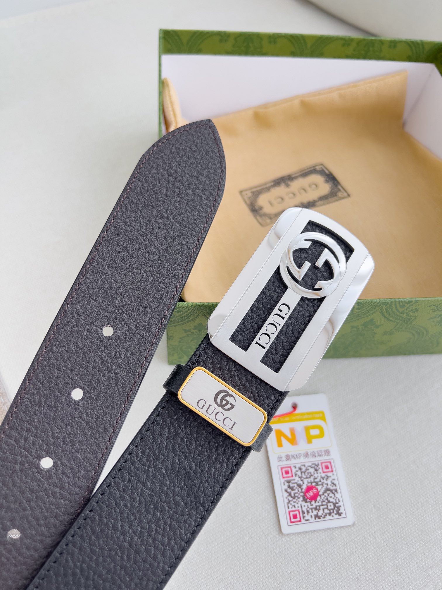 Gucci Leather Belt with Silver Buckle, Adjustable Size, Gift Ready 7 i1726134363 9849 1