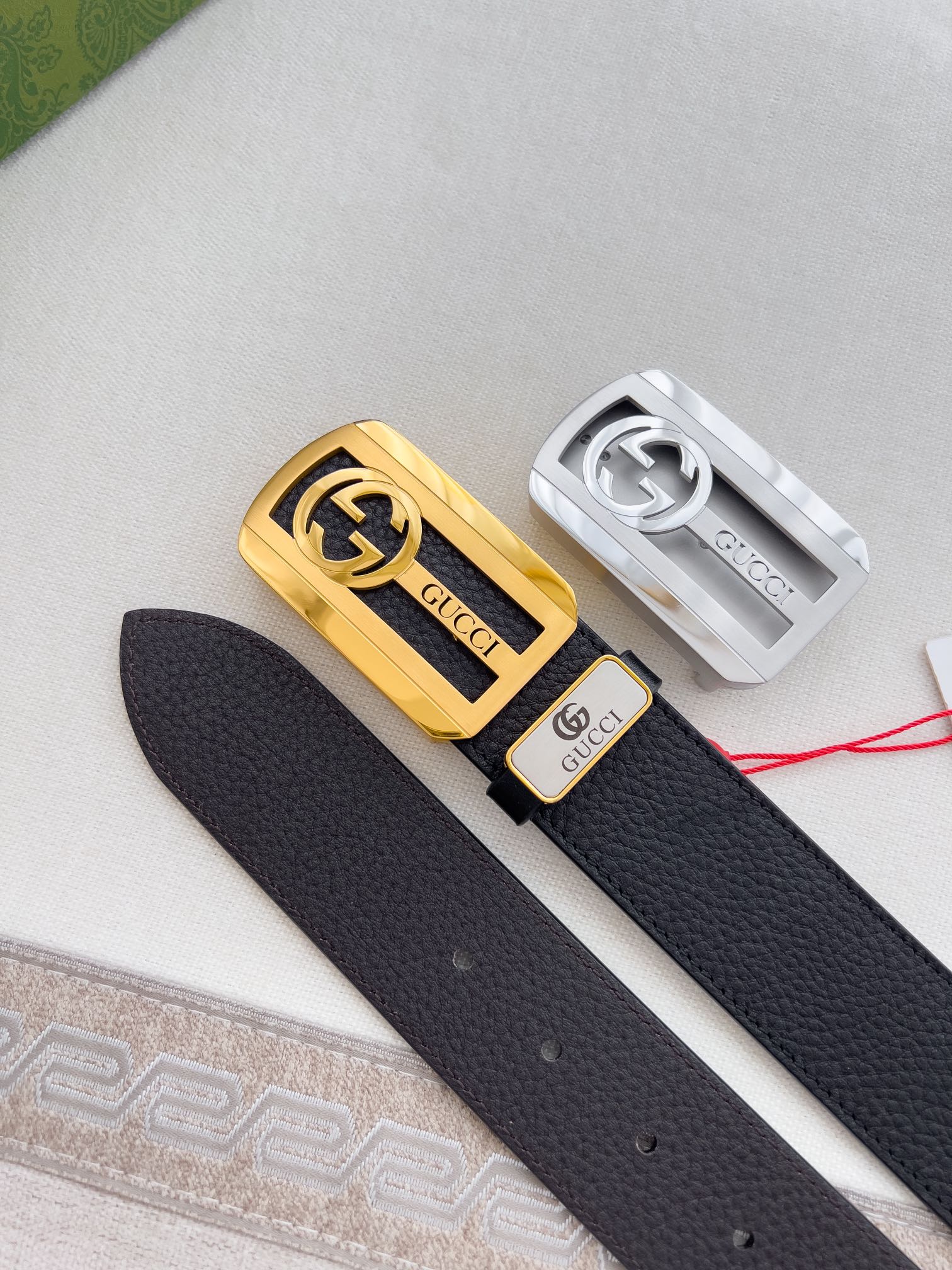 Gucci Leather Belt with Gold Buckle, Adjustable and Reversible, 3.8cm Width 10 i1726134383 5929 5