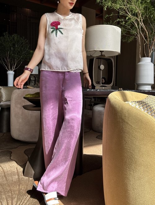 Women's Elastic Waist Copper Ammonia Silk Air Pants, Classic Style, S-XL 1 Women's Elastic Waist Copper Ammonia Silk Air Pants, Classic Style, S-XL
