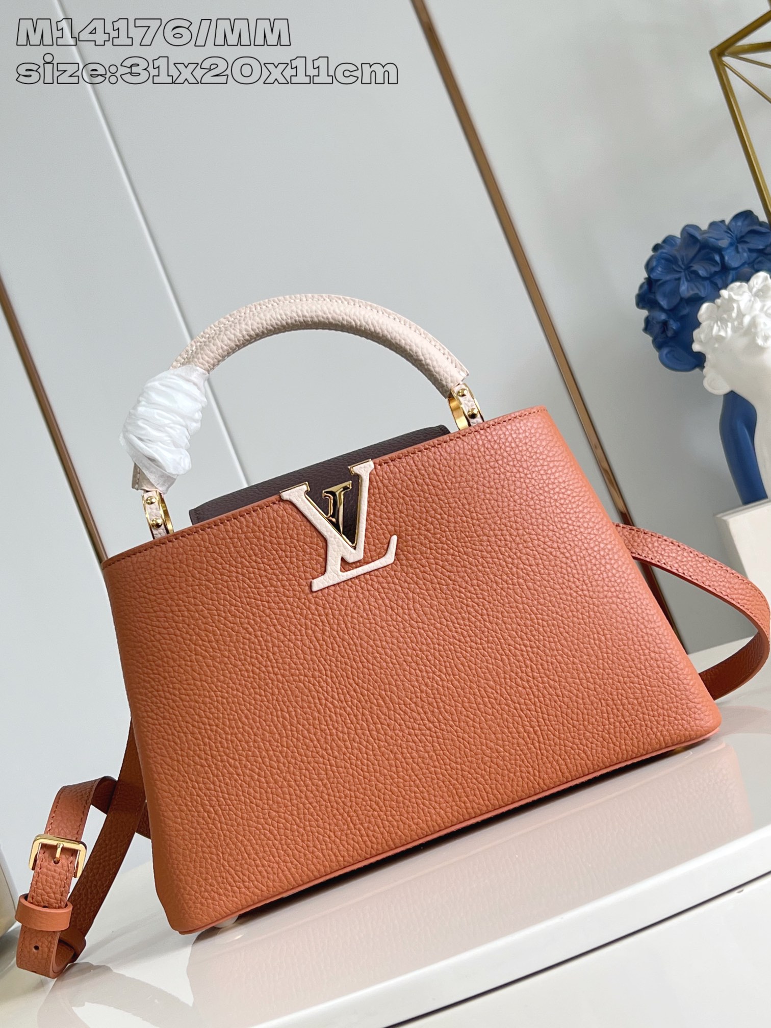 批 顶级原单复刻✨M14176棕色拼/中号 本款 Capucines 中号手袋...