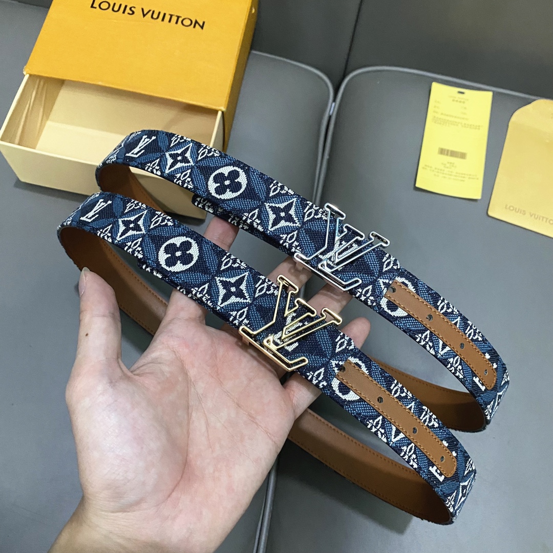 Louis Vuitton Belts Openwork Women Calfskin Cowhide Denim Summer Collection