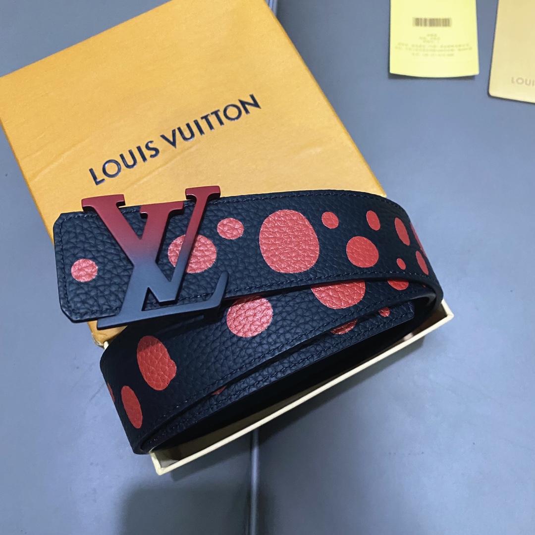 Louis Vuitton Belts Black Men Calfskin Cowhide Raffia