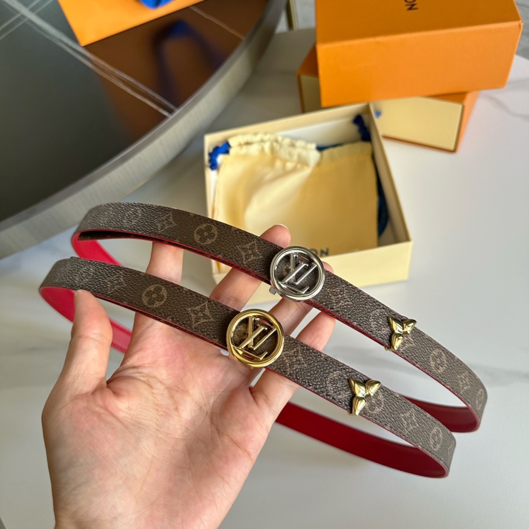 Louis Vuitton Belts Gold Women Calfskin Canvas Cowhide