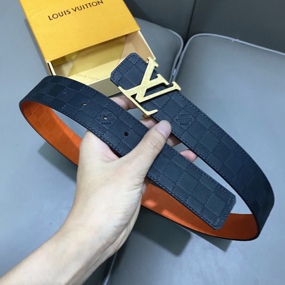 Louis Vuitton 1:1
 Belts Lattice Gold Hardware Calfskin Cowhide