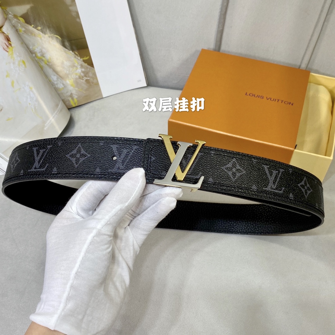 Louis Vuitton Belts Black Men Monogram Eclipse