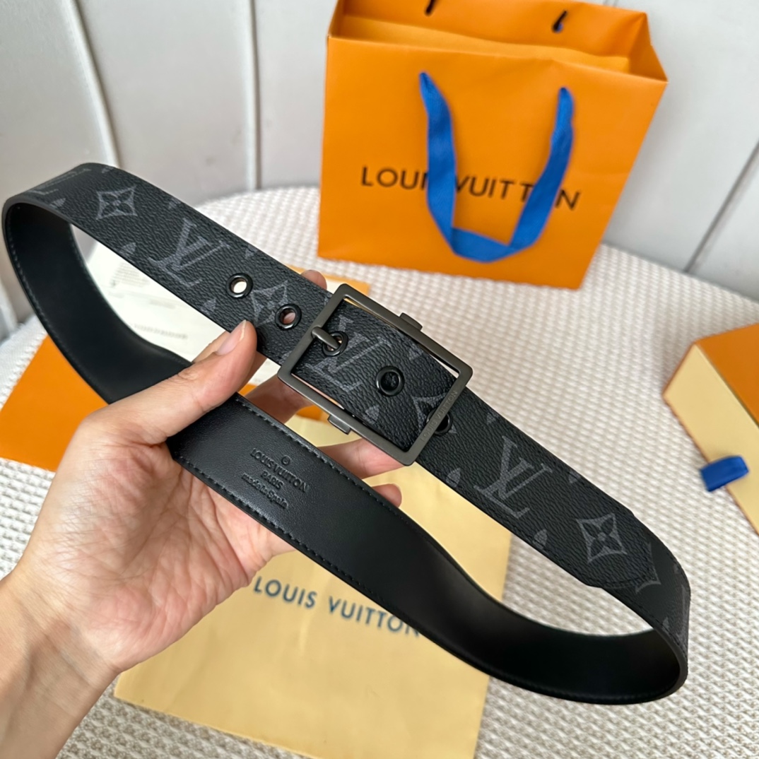 Louis Vuitton Belts Men Calfskin Cowhide