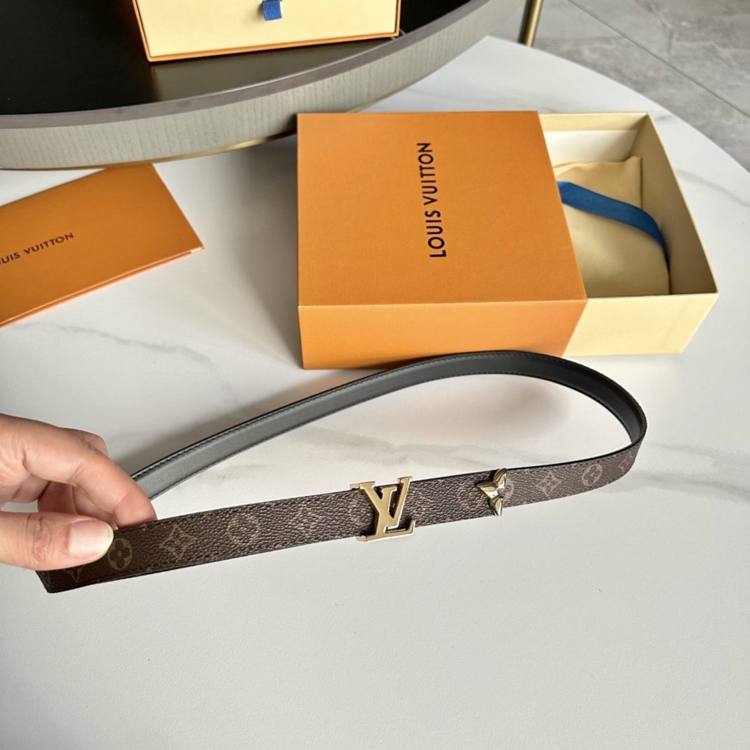 Louis Vuitton Belts Gold Women Calfskin Canvas Cowhide