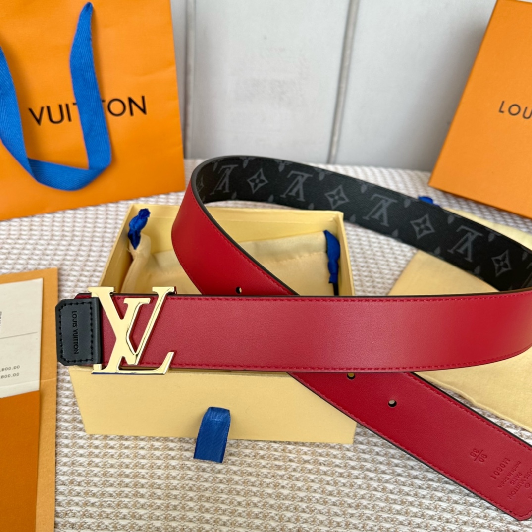 Louis Vuitton Belts Gold Pink Canvas