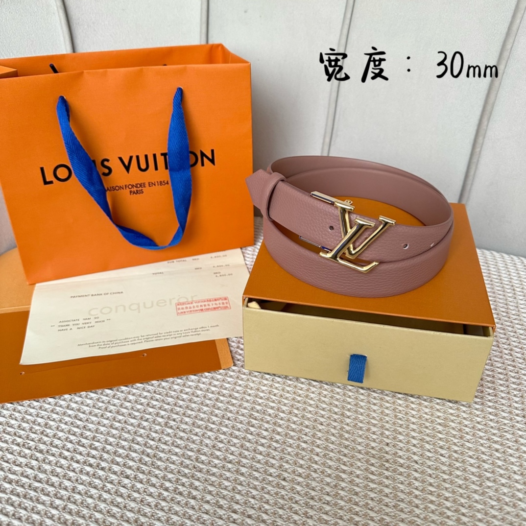 寬30mm女士全新風格頂級腰帶正品開模定制專櫃新款.Lv女款腰帶3.0cm寬度最新️旋轉五金正品特用進口