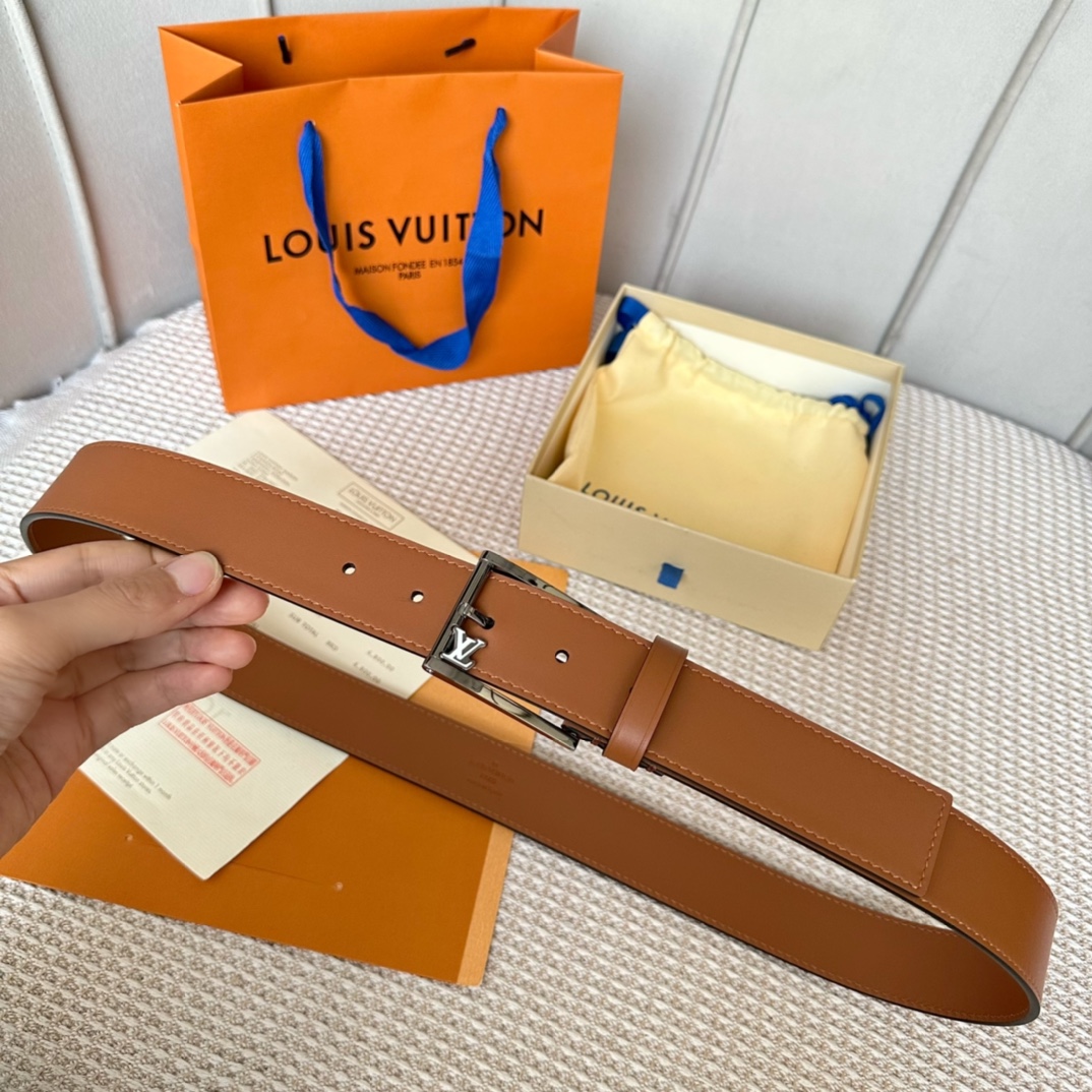 Louis Vuitton Belts Men Calfskin Cowhide