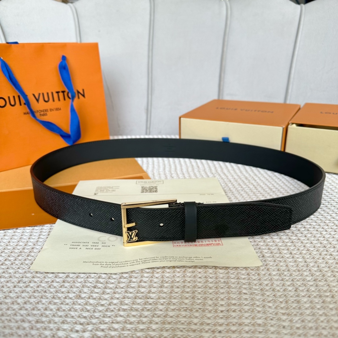 Louis Vuitton Belts Men Calfskin Cowhide