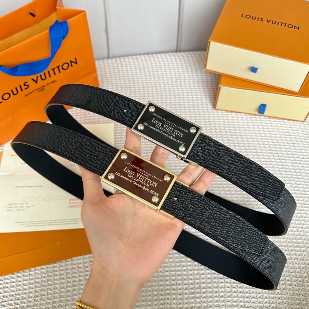 AAA Class Replica
 Louis Vuitton Belts Men Calfskin Cowhide