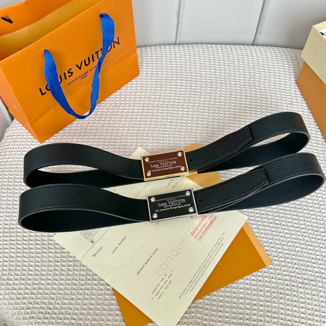 Louis Vuitton Belts Men Calfskin Cowhide