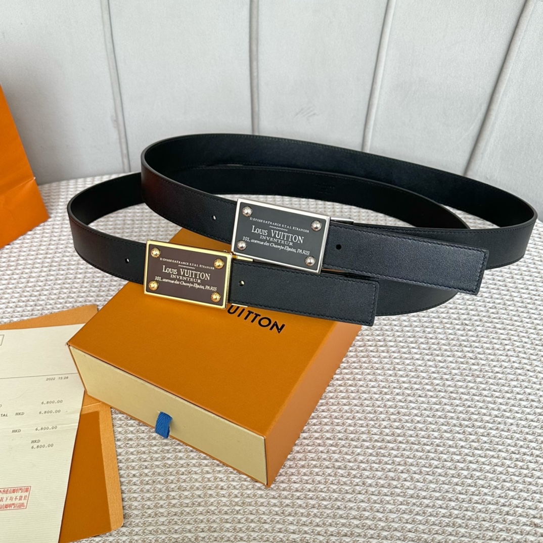 Louis Vuitton Belts Men Calfskin Cowhide