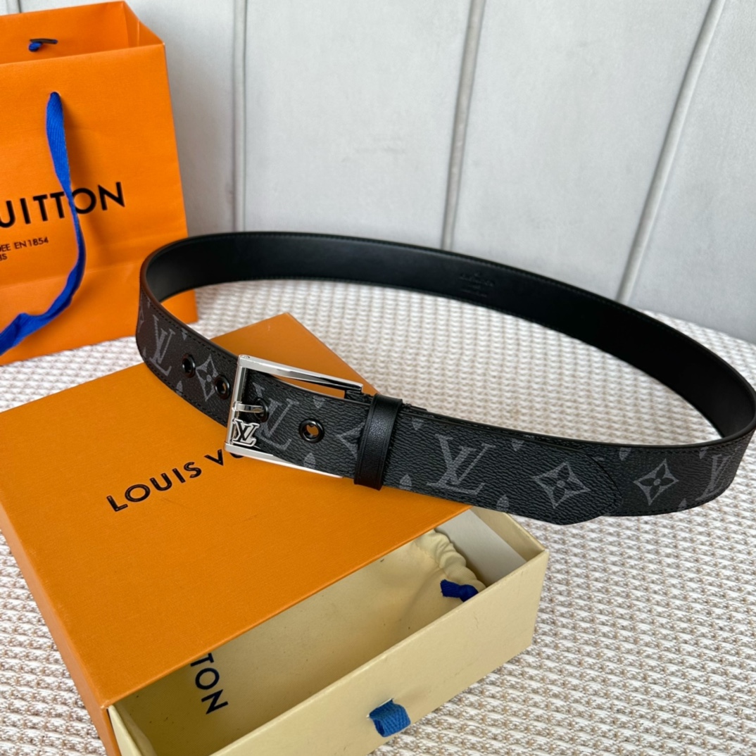 Louis Vuitton Belts Men Calfskin Cowhide