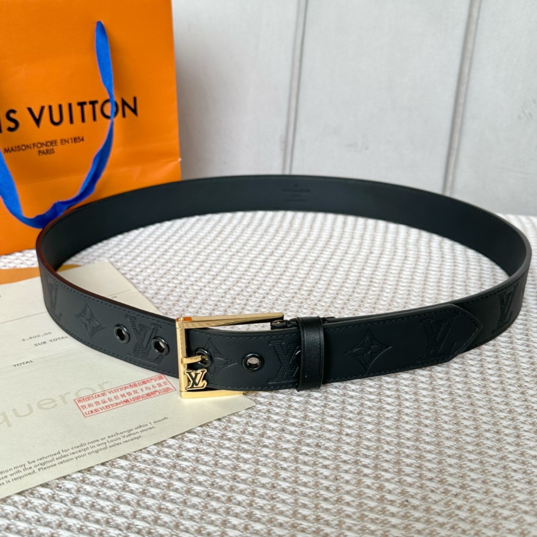 Louis Vuitton Belts Men Calfskin Cowhide