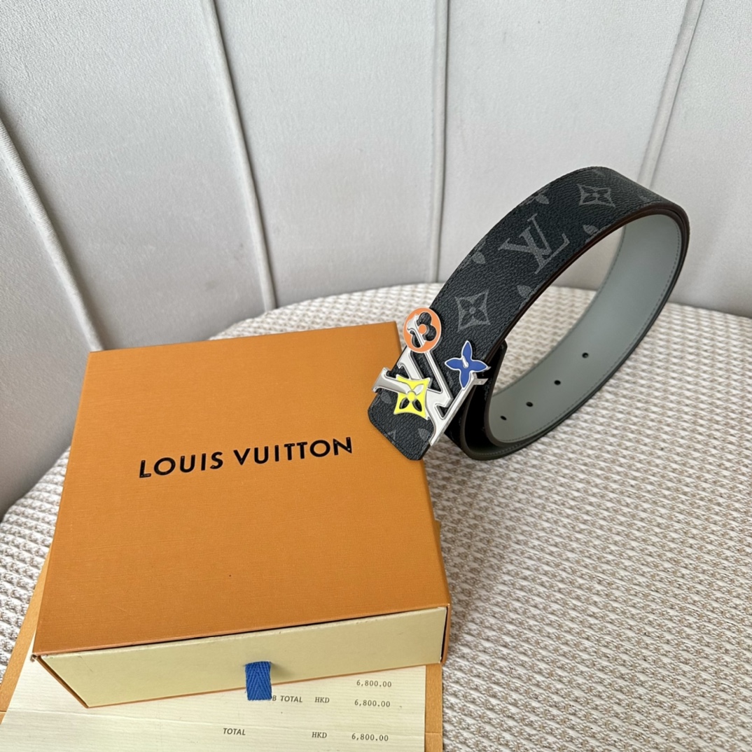 Louis Vuitton Belts Men Calfskin Canvas Cowhide