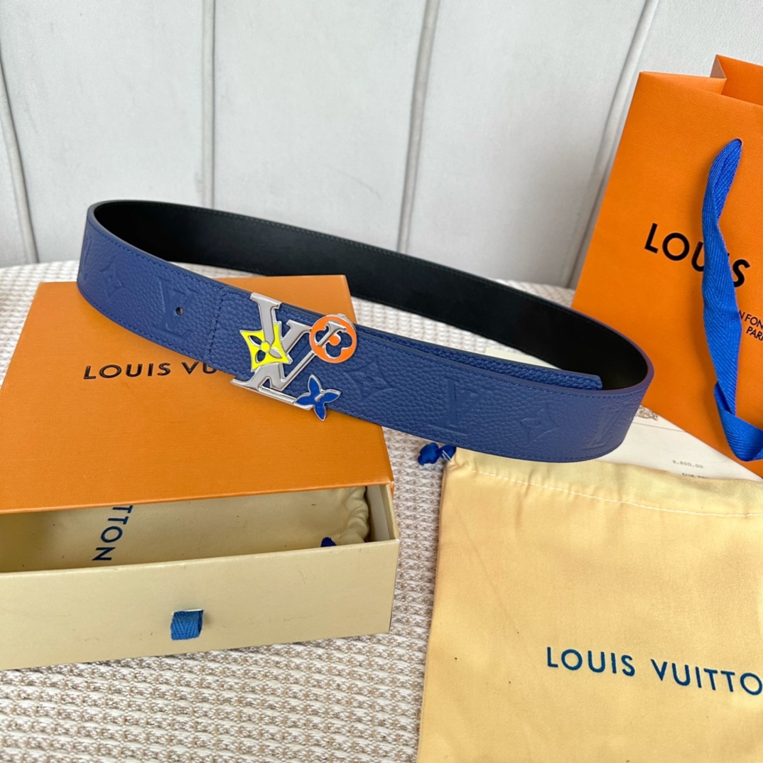 Louis Vuitton Belts Black Men Calfskin Cowhide