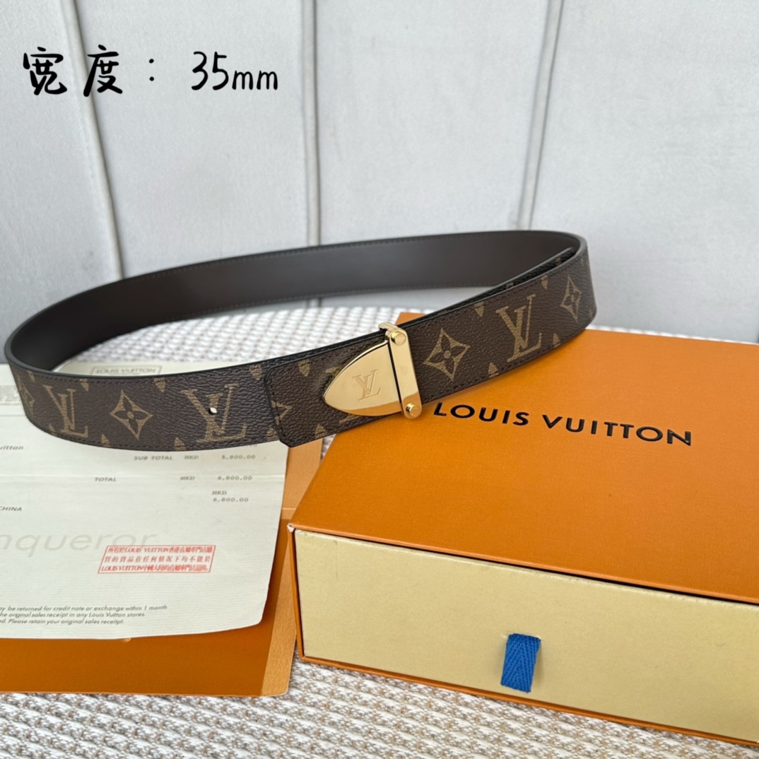 Louis Vuitton Belts Black Women Steel Buckle Calfskin Canvas Cowhide